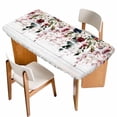 thumbnail image 1 of Pink Valentine's Day Table Cloths for 3 Foot Rectangle Tables, Spring Floral Eucalyptus Leaves Wooden Patio Waterproof Elastic Fitted Tablecloths, Washable Rectangular Table Cover for Camping, 1 of 8