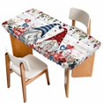 thumbnail image 1 of Pink Valentine's Day Table Cloths for 4 Foot Rectangle Tables, Gnomes Floral Eucalyptus Leaves Wooden Patio Waterproof Elastic Fitted Tablecloths, Washable Rectangular Table Cover for Camping, 1 of 8