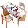 thumbnail image 1 of Pink Valentine's Day Table Cloths for 5 Foot Rectangle Tables, Spring Floral Gifts Eucalyptus Leaves Patio Waterproof Elastic Fitted Tablecloths, Washable Rectangular Table Cover for Camping, 1 of 8