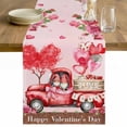 thumbnail image 1 of Pink Valentine's Day Table Runner 36 Inches Long Farmhouse Dress Scarves, Love Heart Roses Gnomes Truck Dining Tablerunner for Coffee Table/Kitchen Island/Party Décor, Small 13" x 36", 1 of 8