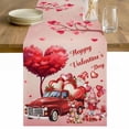 thumbnail image 1 of Pink Valentine's Day Table Runner 72 Inches Long Farmhouse Dress Scarves, Love Heart Gnomes Truck Roses Dining Tablerunner for Coffee Table/Kitchen Island/Party Décor, 13" x 72", 1 of 8