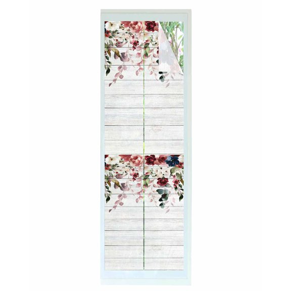 Pink Valentine's Day Window Privacy Film Stained Glass Window Film Decorative Windows Cover Static Windows Cling for Glass Door Spring Floral Eucalyptus Leaves Wooden Stickers for Bathroom 29.5"x118"