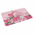 thumbnail image 1 of Pink Valentine's Gnomes Doormat Outdoor Entrance 24"x36", Love Heart Checkered Stripe Absorb Moisture Dirt Door Mats, Non-Slip Rubber Backing Floor Mats Indoor, Low-Profile Front Door Rugs, 1 of 9