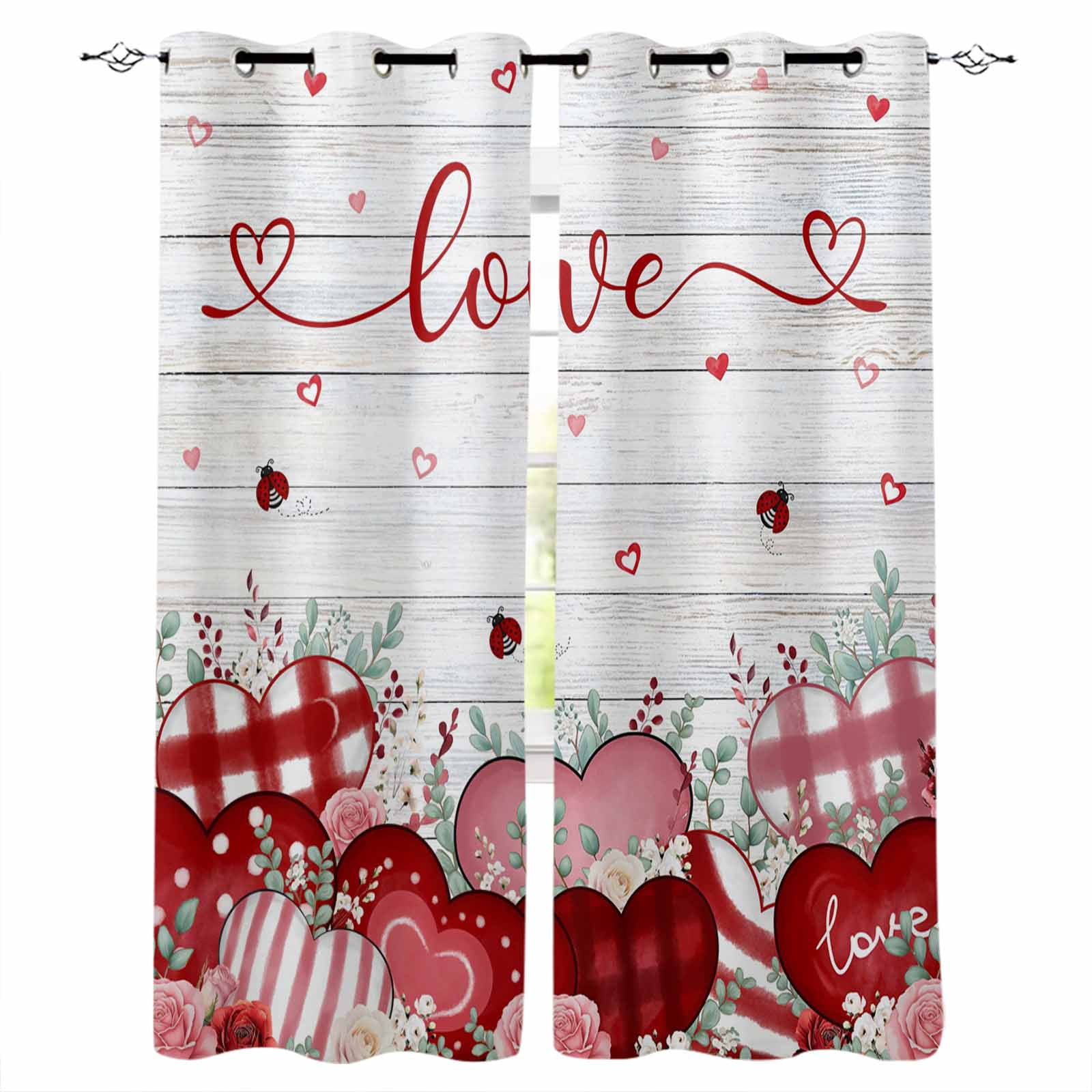 Pink Valentines Day Blackout Curtains for Bedroom, Thermal Window ...