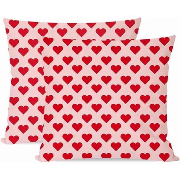 Pink Valentines Day Pillow Covers 18X18 Set of 2 Heart for Valentines Day Decor Outdoor Valentine Modern Farmhouse Anniversary Decorative Throw Pillows Cushion Case Decorations for Couch