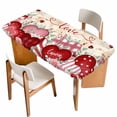 thumbnail image 1 of Pink Valentines Day Table Cloths for 4 Foot Rectangle Tables, Love Heart Eucalyptus Botanical Retro Patio Waterproof Elastic Fitted Tablecloths, Washable Rectangular Table Cover for Camping, 1 of 8