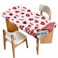 thumbnail image 1 of Pink Valentines Gnomes Table Cloths for 3 Foot Rectangle Tables, Love Heart Red Patio Waterproof Elastic Fitted Tablecloths, Washable Rectangular Table Cover for Camping, 1 of 8