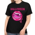 thumbnail image 1 of Pink Vampire Lips Halloween Clothes for Women Plus Size 1X 2X 3X 4X 5X Cute Halloween Costumes for Plus Size Women, 1 of 7
