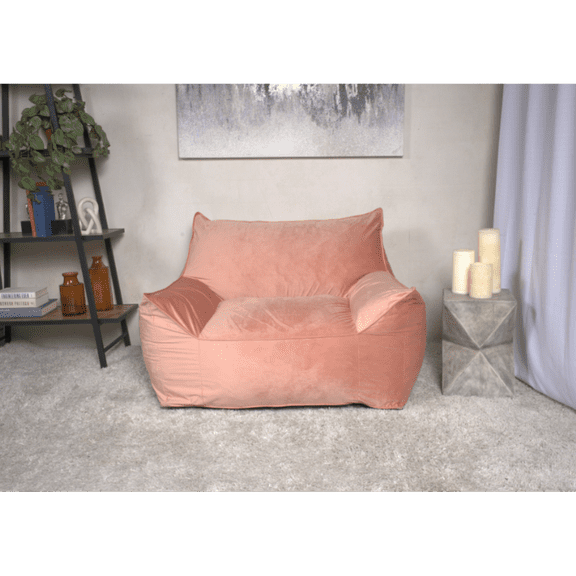 Pink Velvet Bean Bag Chair with Armrests Modern Design for Your Comfortable Living Space