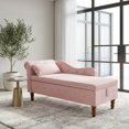 thumbnail image 1 of Pink Velvet Chaise Lounge Chair with Storage and Pillow - Classic Rolled Arm Design, 1 of 10