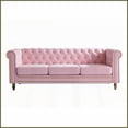 thumbnail image 1 of Pink Velvet Chesterfield Sofa 84.65 Inch – Luxe Living Room Sofa with Gold Trim & Deep Tufting, 1 of 11