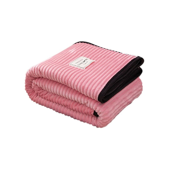 Pink Velvet Contrast Border Blanket Thickened Plush Soft Warm Nap Throw For Bed Sofa Pink Color 39X59 Inches