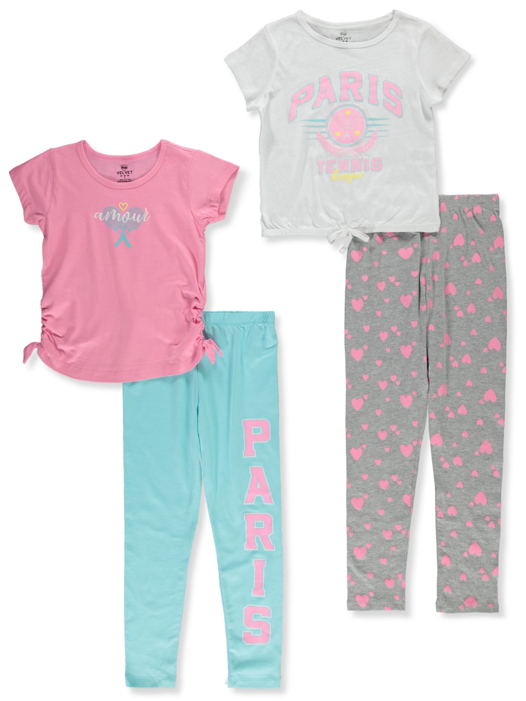 Girls Pink Velvet Legging Set
