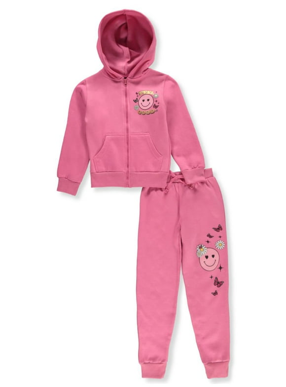 Pink Velvet Girls Hoodie and Joggers Set, Sizes 4-16