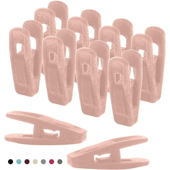 Pink Velvet Hanger Clips Pack of 20, Pants Hanger Velvet Clips, Premium Large Opening Clip Strong Finger Flocked Clip Perfect for Use with Slim-line Clothes Velvet Hangers