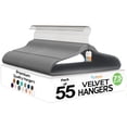 thumbnail image 1 of Techzoo Premium Gray Velvet Hangers 55 Pack - Space Saving Felt Hanger, Non Slip Clothes Hangers for Closet, Heavy Duty Coat Hanger with 360° Rotatable Hook, Hold Up to 10 lbs, 1 of 8
