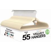 Techzoo Premium Beige Velvet Hangers 55 Pack - Space Saving Felt Hanger, Non Slip Clothes Hangers for Closet, Heavy Duty Coat Hanger with 360  Rotatable Hook, Hold Up to 10 lbs