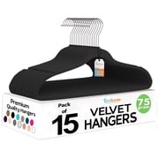 Techzoo Premium Black Velvet Hangers 15 Pack - Space Saving Felt Hanger, Non Slip Clothes Hangers for Closet, Heavy Duty Hanger for Coats, Shirts & Pants, 360  Swivel Hook, Hold Up to 10 lbs