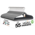 thumbnail image 1 of Techzoo Premium Gray Velvet Hangers 55 Pack - Space Saving Felt Hanger, Non Slip Clothes Hangers for Closet, Heavy Duty Coat Hanger with 360° Rotatable Hook, Hold Up to 10 lbs, 1 of 8