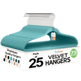 thumbnail image 1 of Techzoo Premium Teal Velvet Hangers 25 Pack - Space Saving Felt Hanger, Non Slip Clothes Hangers for Closet, Heavy Duty Hanger for Coats, Shirts & Pants, 360° Swivel Hook, Hold Up to 10 lbs, 1 of 8