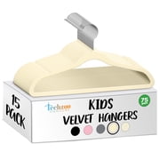 Techzoo Premium Kids Velvet Hangers 15 Pack – 14" Non Slip Felt Cloth Hangers for Closet – Ultra Slim, Space Saving Kids Clothes Hangers with 360° Swivel Hook, 
