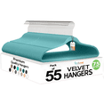 thumbnail image 1 of Techzoo Premium Teal Velvet Hangers 55 Pack - Space Saving Felt Hanger, Non Slip Clothes Hangers for Closet, Heavy Duty Coat Hanger with 360° Rotatable Hook, Hold Up to 10 lbs, 1 of 7