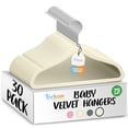 thumbnail image 1 of Techzoo Premium Baby Velvet Hangers 30 Pack – 11.8" Non Slip Felt Cloth Hangers for Closet – Ultra Slim, Space Saving Baby Clothes Hangers with 360° Swivel Hook Infant Hangers – Ivory, 1 of 7