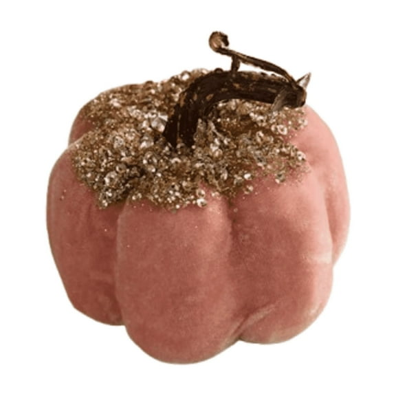 Pink Velvet Mini Pumpkin With Rhinestone For Thanksgiving Fall Decor Orange
