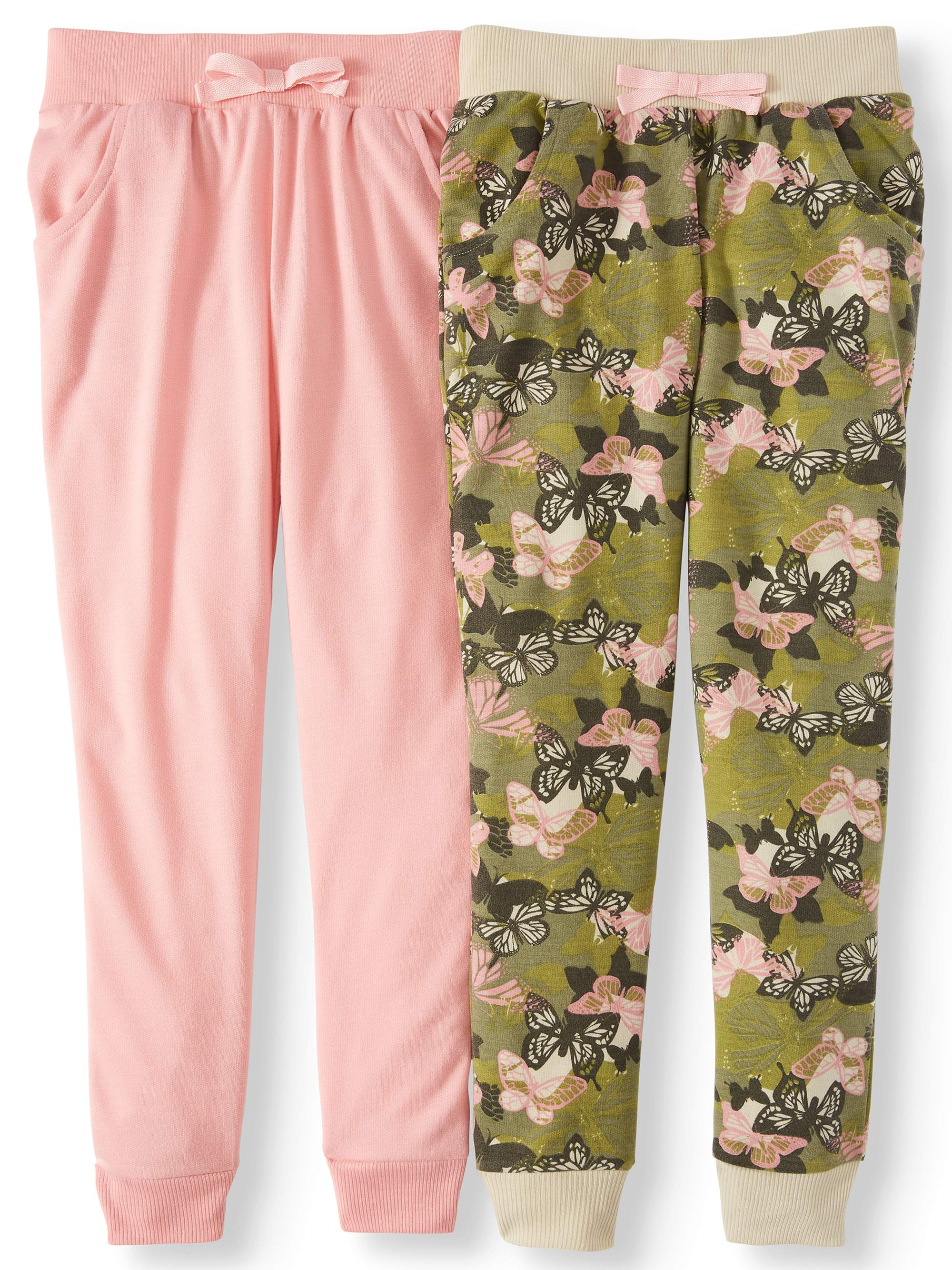 Pink Velvet Printed and Solid French Terry Joggers, 2-Pack (Little Girls & Big Girls) - image 1 of 3