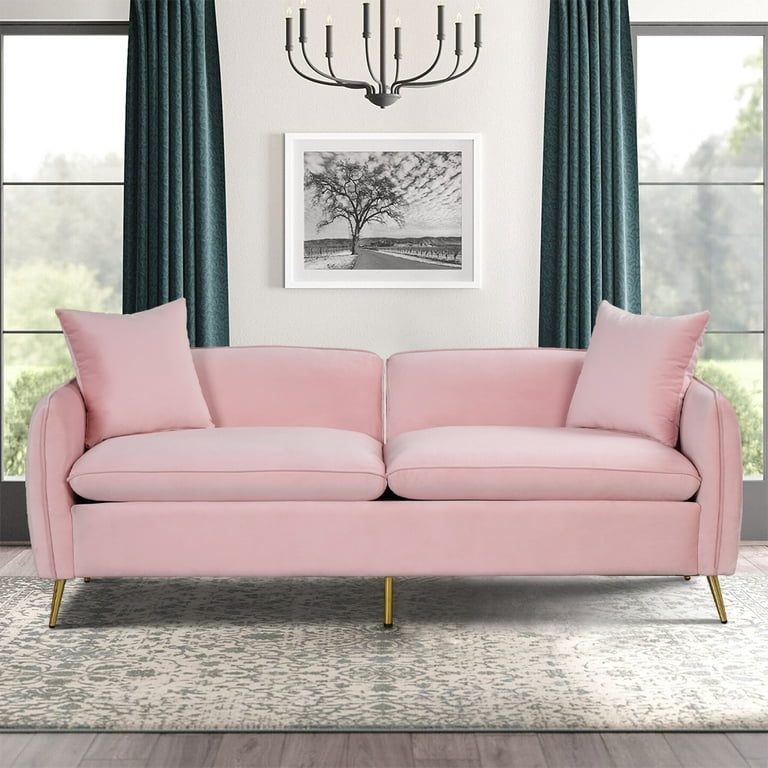 Pink Velvet Sofa Couch Accent