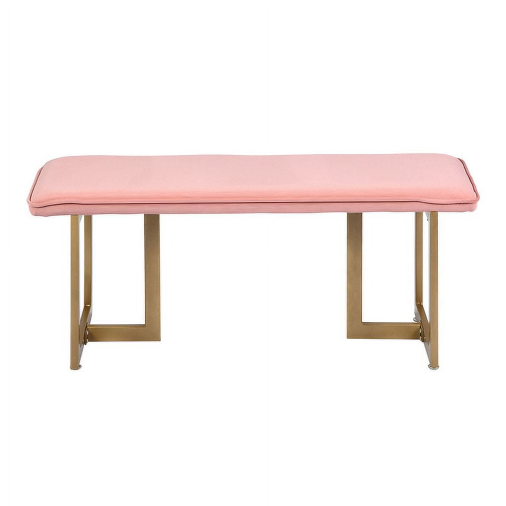Pink Velvet Tufted Entryway Bench End of Bed, Modern Upholstered Bedroom Bed Bench Ottoman 44.5