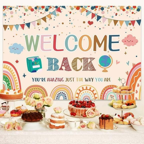 Pink Vibrant Backdrop Welcome First Day of School Background Banner Decoration Welcome Backdrop for School Banner Supplies