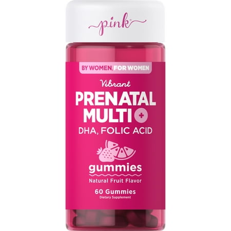 Pink Vibrant Prenatal Multi Gummies, Multivitamin Supplement, 60 Gummies