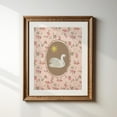 thumbnail image 1 of Pink Victorian Swan Vertical Print, Trendy Decor, Abstract Vintage Painting, English Garden, Nursery, Cute Art Wall Art, Modern Wall Decor For Living Room, 8x12 UNFRAMED, 1 of 2