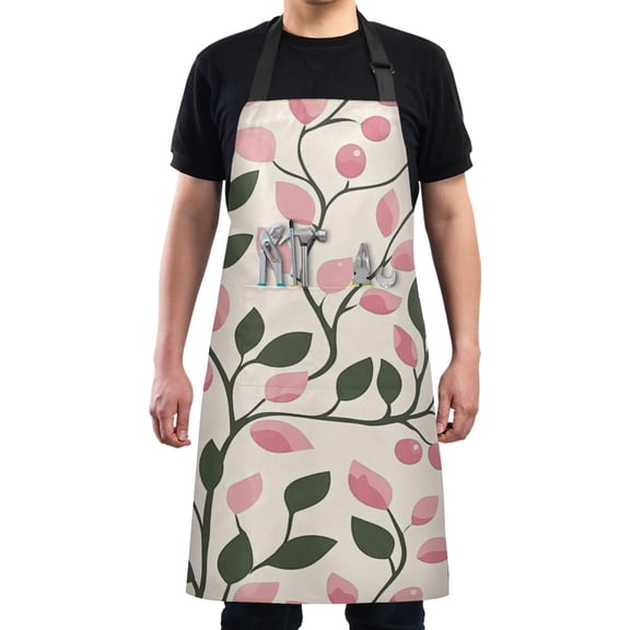 Pink Vines Chef Kitchen Apron with Pockets for Women Waterproof Aprons for Cooking Baking
