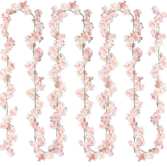 Pink Vines on Sale Barhoo Floral Garland Cherry Garland Artificial Cherry Flower Vines Hanging Flowers Garland for Home Wedding Garden Arch Decor Clearance