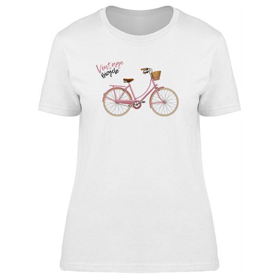 Pink Vintage Bicycle T-Shirt Women -Image by Shutterstock, Female Medium