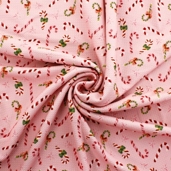 Pink Vintage Candy Canes Liverpool Bullet Fabric Textured Knit Jersey 4 Way Stretch - 1 yard