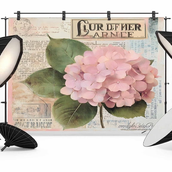 Pink Vintage Floral Backdrop for Photoshoot, Photography Photo Studio Background Wall Backdrop, Summer Botanical Retro Back Drop Banner Panel for Portraits Wedding Party Live Streaming Decor 8x6Ft