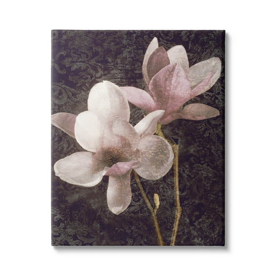 Pink Vintage Patterned Orchid Botanical & Floral Graphic Art Gallery Wrapped Canvas Print Wall Art