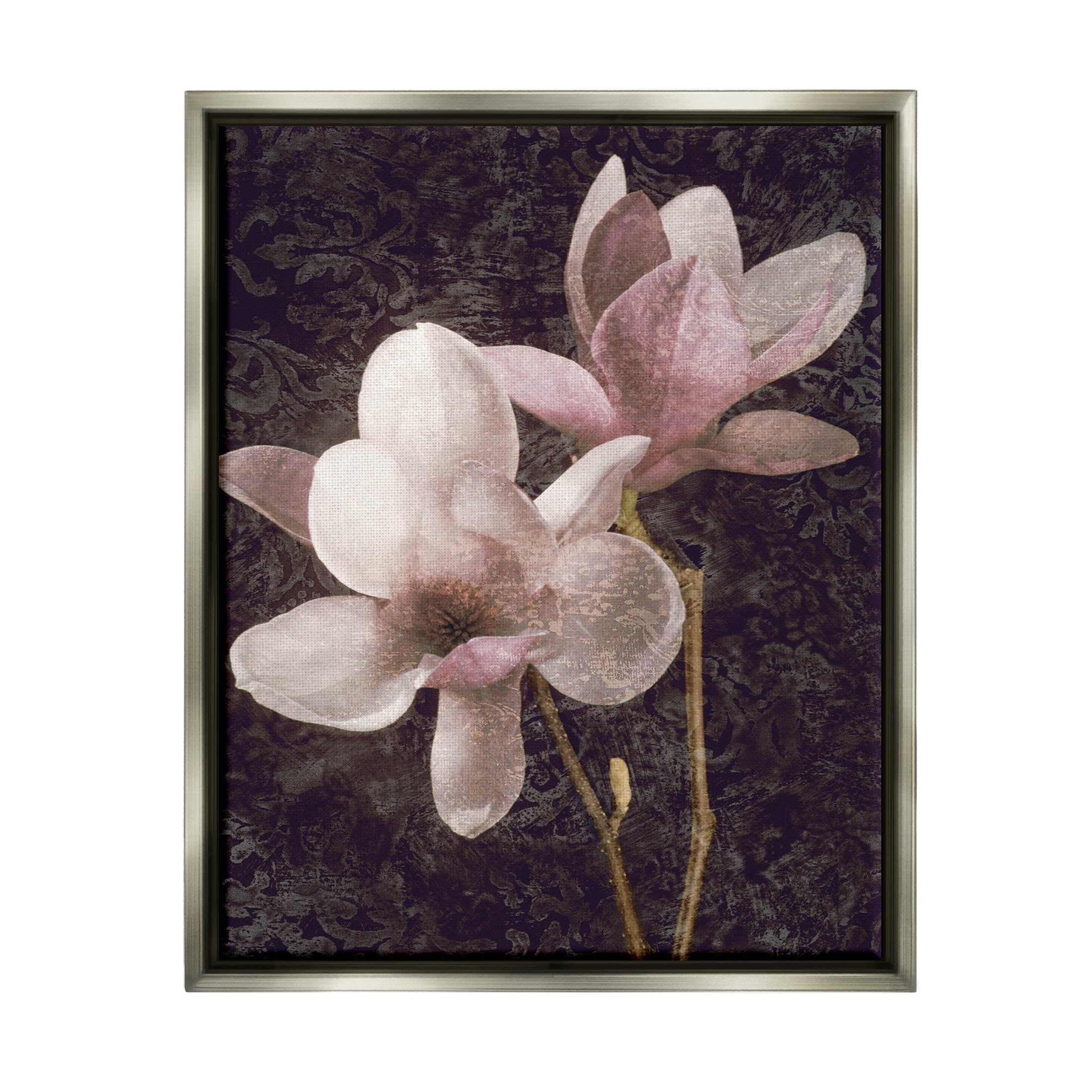 Pink Vintage Patterned Orchid Botanical & Floral Graphic Art Luster Gray Framed Art Print Wall Art