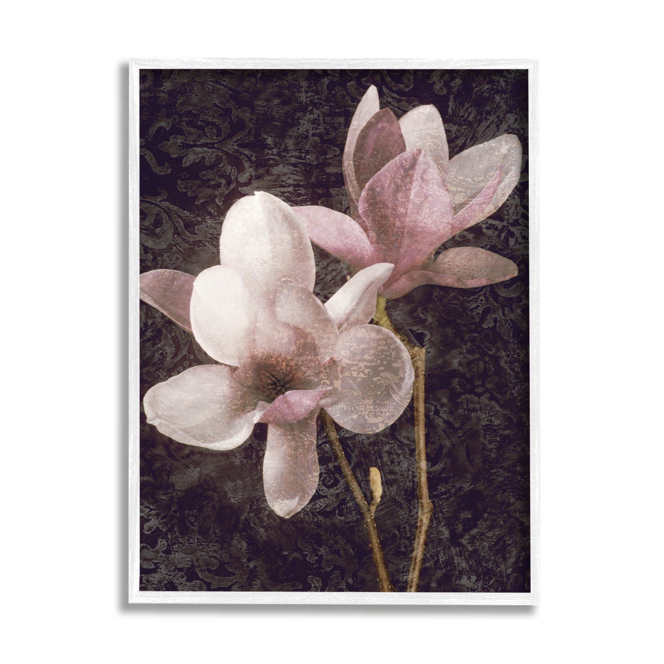 Pink Vintage Patterned Orchid Botanical & Floral Graphic Art White Framed Art Print Wall Art
