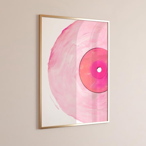 Pink Vinyl Record Retro Girly Wall Art Pastel Woman Retro Music Lover Cool Song Lyric Poster, Unframed Paper Poster 11x14in