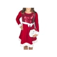 thumbnail image 1 of Pink & Violet Girls Size 3T Holiday Velvet Flare Dress w/Cat Purse, Red/White, 1 of 2