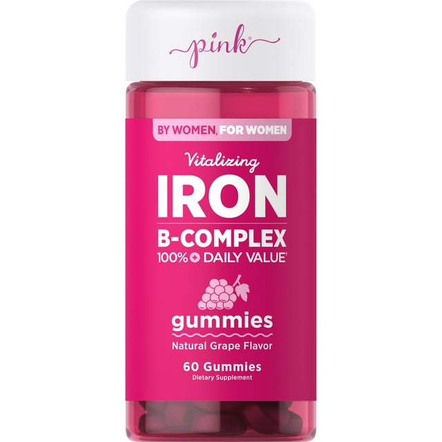 Pink Vitalizing Iron Gummies, Dietary Supplement, 60 Gummies