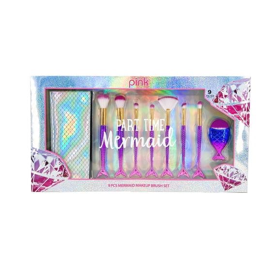 Pink Viva 9-Piece Purple Metallic Mermaid Makeup Brush Set