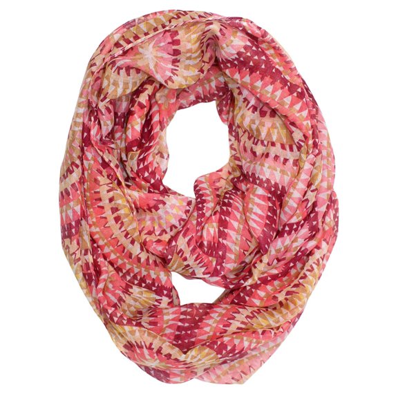 Pink Vivid Kaleidoscope Print Infinity Scarf
