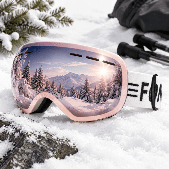 Pink Vlt 38.2% Anti-Fog Ski Goggles With Detachable Lens For Skiing Snowboarding
