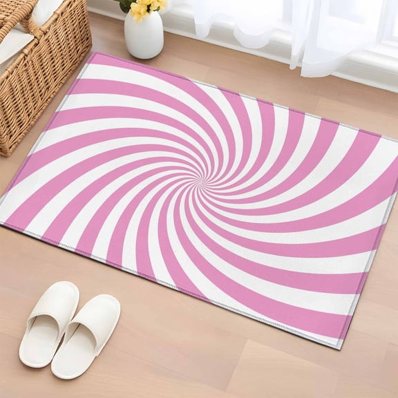 Pink Vortex Washable Area Rug 2 x 3 ft Abstract Boho White Pink Vortex Spiral Wave , Soft Non Slip Rugs Stain Repellent Indoor Felt Carpet for Living Dining Room Bedroom Home Office