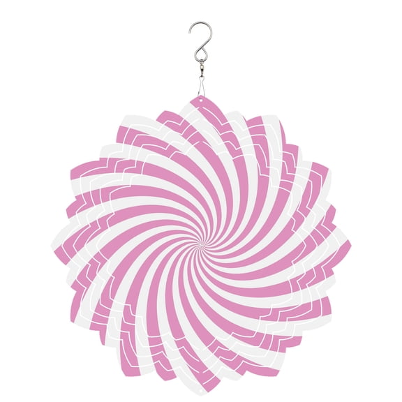 Pink Vortex Wind Spinner for Garden Yard 8In, Abstract Boho White Pink Vortex Spiral Wave 3D Stainless Steel Kinetic Hanging Wind Spinners Rustproof Outdoor Decor for Lawn Patio Home